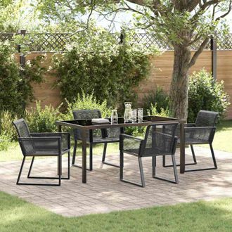 vidaXL Conjunto De Comedor De Jard&iacute;n 5 Pcs Negro Polirat&aacute;n Vidaxl