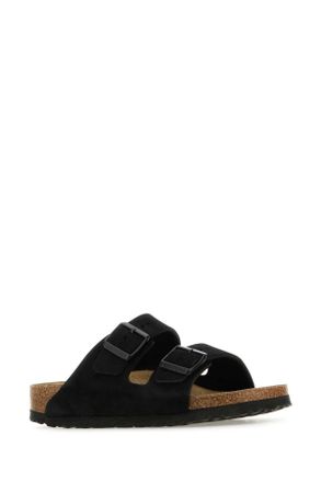 Birkenstock Unisex Black Suede Arizona Slippers Flat Shoes