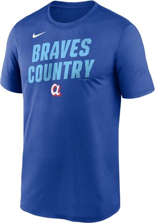 Nike Atlanta Braves City Connect Team Phrase Script Nike Mens Dri-FIT MLB T-Shirt in Blue | NKGK4EVAW-TG9