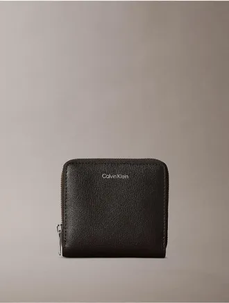 Calvin Klein Womens Foil Logo Square Zip Wallet - Brown