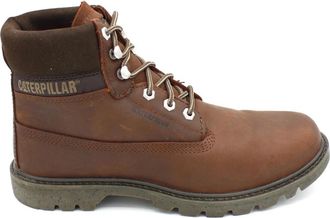 CAT Leren Waterdichte Veterschoen Rubberen Zool - Heren - Veterlaarzen - Bruin - 40 EU - Leer - Schoenen