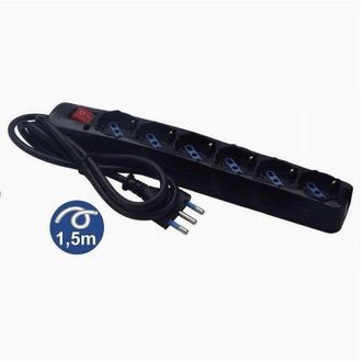 Trade Shop Trade Shop - Multipresa 6 Uscite Universali Schuko Bipasso Spina 16a Cavo 1.5 Mt Nero 80098n