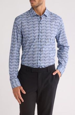 WESTZEROONE Enzo Long Sleeve Woven Button-Down Shirt in Blue at Nordstrom Rack, Size Xx-Large
