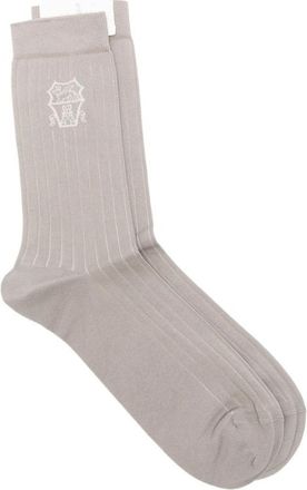 Brunello Cucinelli Logo-detail Ribbed-knit Socks