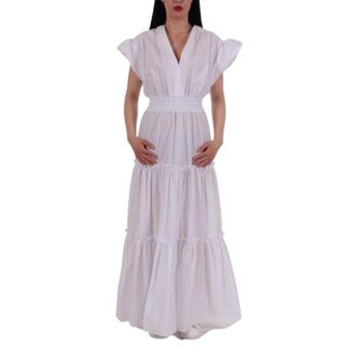 Pinko Long Dress Pellegrino 1 - Dames - Maxi kleedjes - Wit - L - Kleedjes