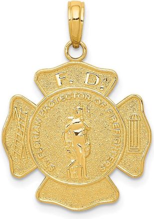 Diamond2Deal 14k Gold Fire Department FD St. Florian Badge Pendant