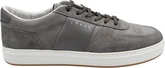 Hogan Dove Grey Smooth Textured Suede Laced Sneakers