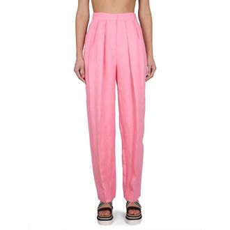 Stella McCartney Stella McCartney, Wide Trousers, female, Pink, Size: S Wide Leg Pleated Pants
