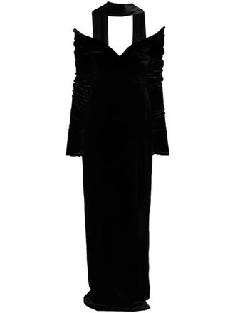 Saiid Kobeisy Velvet Long Fitted Dress