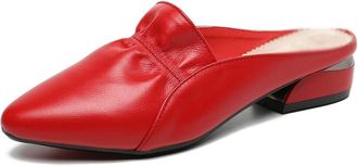 Generic Womens Slippers Summer Flats Lady Sandals Slippers Slip on Pointed Women Mules Outdoor Slipper Shoes Woman SlidesRed,8.5