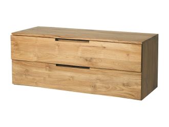 Vente-Unique Mueble de ba&ntilde;o suspendido de teca clara - 2 cajones - 115 cm - BIMBING