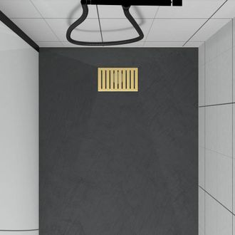 Aurlane Rejilla Estriada De Acero Inoxidable Oro Cepillado Para Plato De Duche - 20.15x12.3x0.55cm