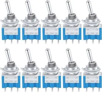 OEM 10 Unidades De Mini Interruptores Basculantes Azules On/off De 3 Terminales Y 2 Posiciones, Spdt, De Metal, 125 V Ca, 6 A, Para Coche, Cami&oacute;n, Barco, 