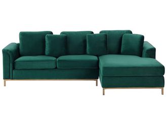 Beliani Beliani - Divano Angolare Imbottito In Velluto Verde Versione Sinistra Oslo