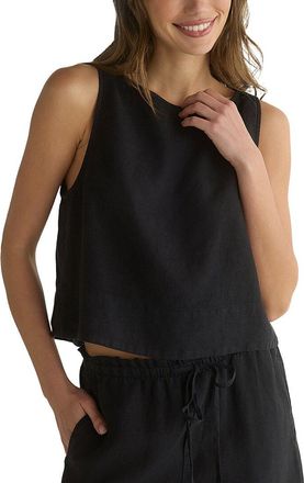 Bella Dahl Sleeveless Boatneck Split Back Linen Top