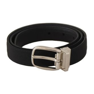 Dolce & Gabbana Accessoires, Heren, Zwart, ONE Size, Leer, Stijlvolle zwarte leren riem met zilveren metalen gesp
