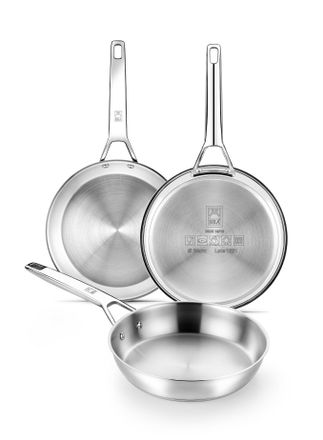 Bra Bra Signature Set Di 3 Padelle In Acciaio Inox 18/10, 20-24-26 Cm, Senza Rivestimento Antiaderente, Triplo Fondo Diffusore, Adatte A Tutti I Piani Cot