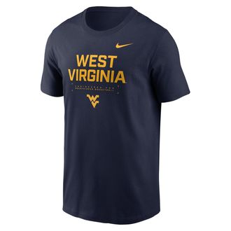 Nike West Virginia Courtside Basketball Nike Mens Dri-FIT College T-Shirt in Blue | 02ET41SWVN-4V1