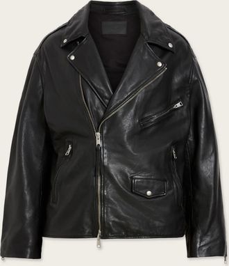 AllSaints Sheep Leather Bradford Oversized Leather Biker Jacket, Size: XS