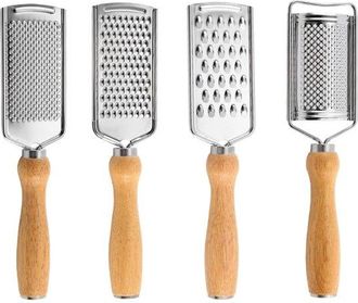 OEM Rallador De Queso De 4 Piezas, Pelador De Lim&oacute;n, Molinillo De Acero Inoxidable, Rallador Multifuncional, Frutos Secos, Jengibre, Etc, Plateado