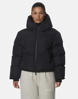 Good For Nothing giacca puffer imbottita corta con cappuccio e resistente alle intemperie nera-Nero