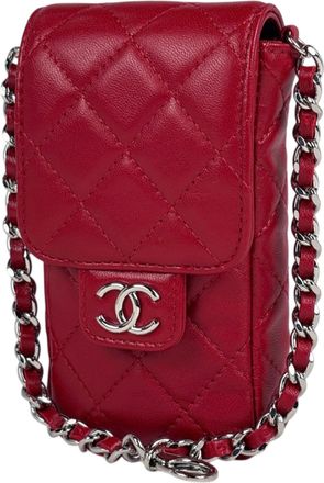 Chanel Red Color Leather Pouch (Pre-Owned)