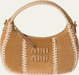 Miu Miu Wander Crochet Suede Shoulder Bag