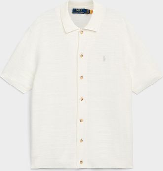 Polo Ralph Lauren Mens Polo-collar herringbone-textured knit Cardigan Sweater