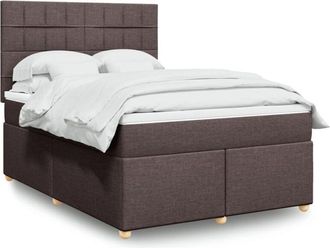vidaXL Cama Box Spring Con Colch&oacute;n Tela Marr&oacute;n Oscuro 160x200 Cm Vidaxl