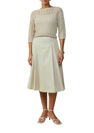 s.Oliver Black Label A-Linien-Rock S.OLIVER BLACK LABEL, Damen, Gr. 42, beige (sand), Popeline, Obermaterial: 71% Baumwolle, 25% Polyamid, 4% Elasthan. Futter: 100% Polyam