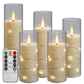 OEM Vela Led Con Luces De Hadas, Vela A Pilas Con Mando A Distancia Y Temporizador De 24 Horas, Vela Sin Llama Para Decoraci&oacute;n Del Hogar (blanco Marfil, J