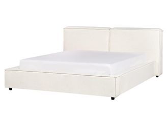 Beliani Cama matrimonial de tejido blanco 160x200