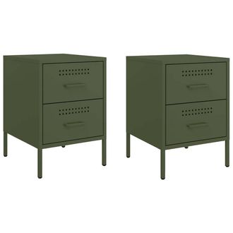Berkfield Home Bedside Cabinets 2 pcs Olive Green 36x39x50.5 cm Steel