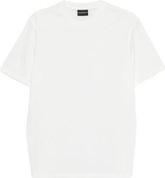 Emporio Armani Jersey T-shirt met bijpassend intarsia-logo - Heren - T-shirts - Wit - S - Katoen - Tops