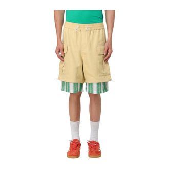 Wales Bonner Wales Bonner, Korte Broeken, Heren, Beige, S, Katoen, Layered Twill Cargo Shorts