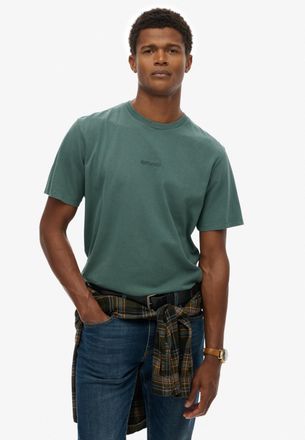 Superdry Rundhalsshirt SUPERDRY MICRO LOGO T SHIRT, Herren, Gr. XXL, stormy gr&uuml;n, Single Jersey, Obermaterial: 100% Baumwolle, unifarben, loose fit h&uuml;ftbedecke