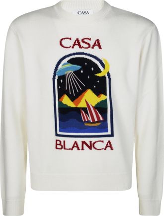 Casablanca Graphic Wool Sweater with Night Sky Design