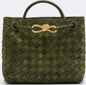 Bottega Veneta Andiamo Intrecciato Small suede top-handle bag