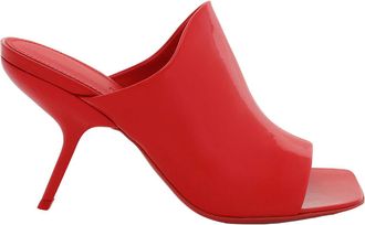 Ferragamo Red Calfskin Open-Toe Slide Sandals
