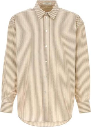 The Row Gestreepte katoen poplin overhemd - Heren - Casual Overhemden - Bruin - L - Katoen - Overhemden