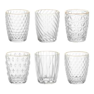 KASANOVA Set 6 bicchieri in vetro con bordo in oro