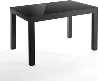 Oresteluchetta Oresteluchetta - Tavolo allungabile in vetro temprato nero cm. H.75 x P.83 x L.120
