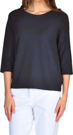 Zanone Black Three-Quarter Sleeve Minimalist Fabric Top