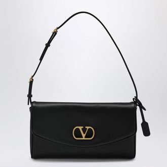 Valentino Garavani Devain VLogo leather clutch shoulder bag in black