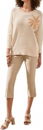 Tribal Jacquard Sunburst Crewneck 3/4 Sleeve Sweater In Canvas