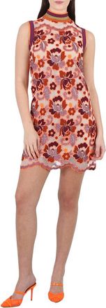 Burberry Edna Floral Crochet Shift Dress, Brand Size 10 (US Size 8)