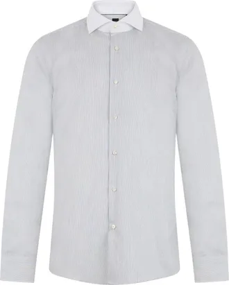 HUGO BOSS Camisa de Raya Ajustada - Shirts - Hombre - Gris - XS