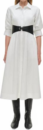 SIMKHAI Olsen Belted Cotton Midi Dreas In White