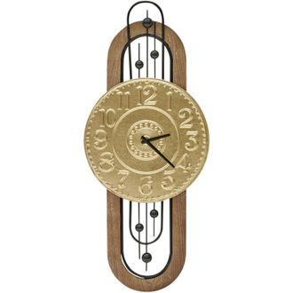 Beliani Beliani - Reloj Vintage Retro De Pared Hierro Negro Pala Manos Numeral Ar&aacute;bigo Dorado Nobelium