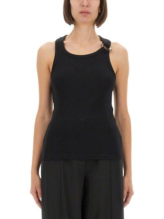 Jean Paul Gaultier Black Solid Round Neck Top